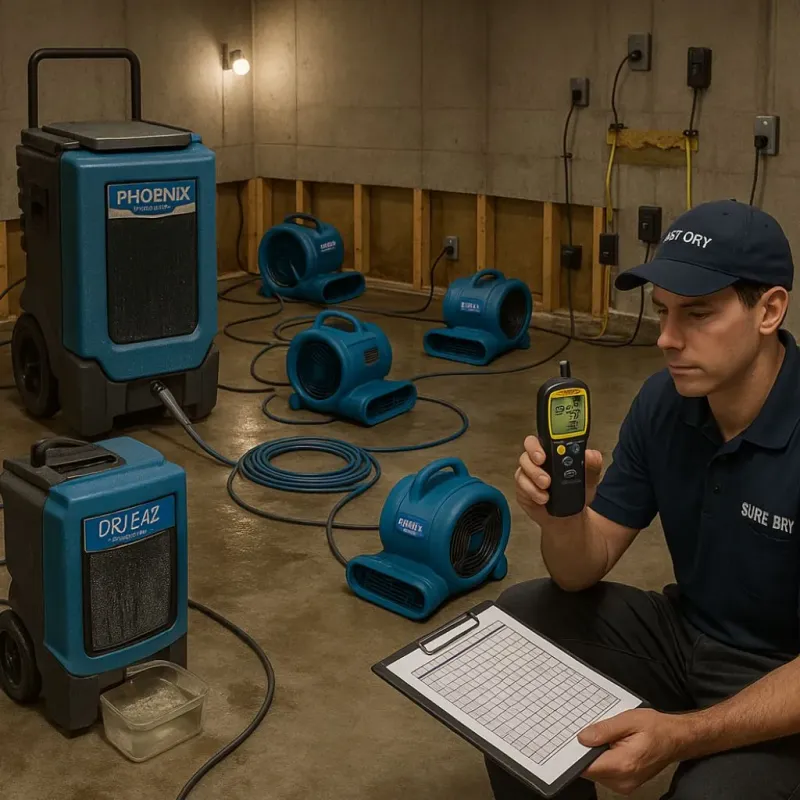 Structural Drying and Dehumidification process in Atlanta, TX